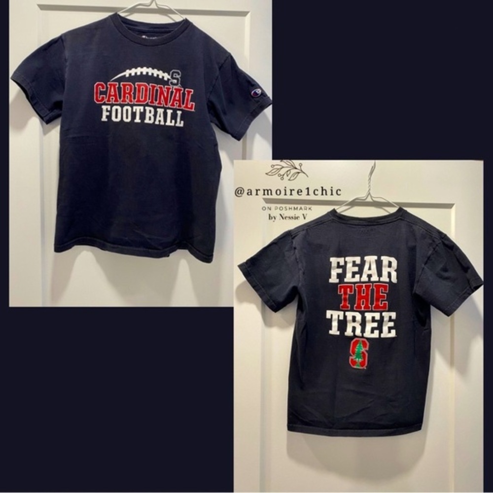 STANFORD UNIVERSITY | Cardinal Tree Football T-Shirt | Kids Size M color black